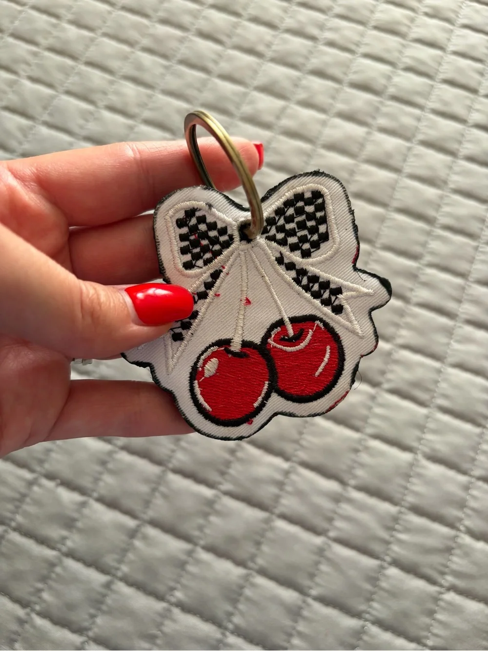 Checkered Cherry Keychain 🍒